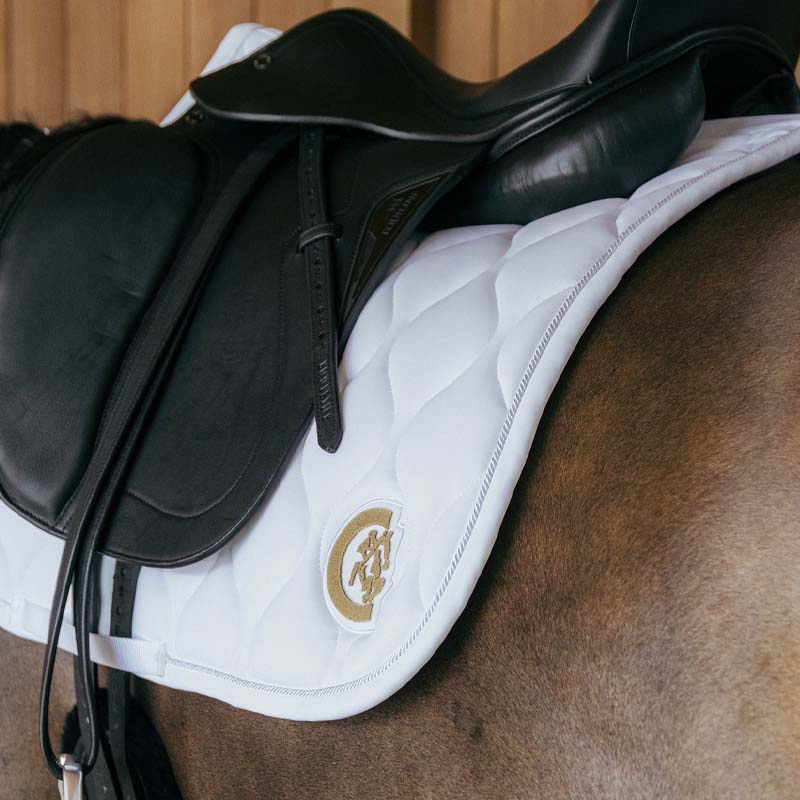 Tapis de selle dressage Wave 3D Logo Blanc