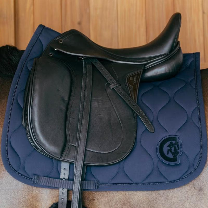 Tapis de selle dressage Wave 3D Logo Bleu Marine