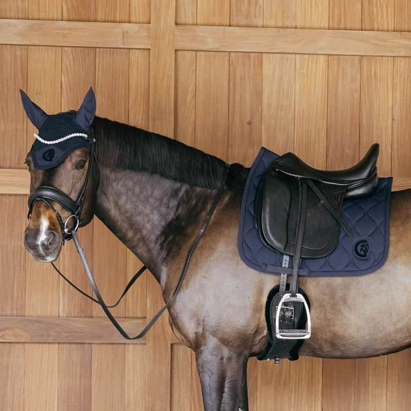 Tapis de selle dressage Wave 3D Logo Bleu Marine