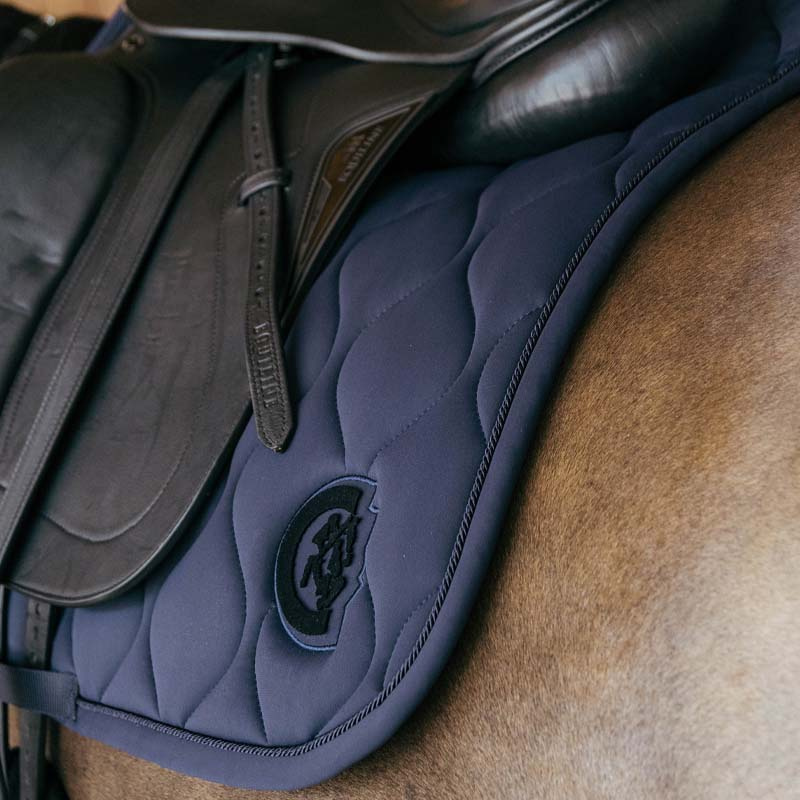 Tapis de selle dressage Wave 3D Logo Bleu Marine