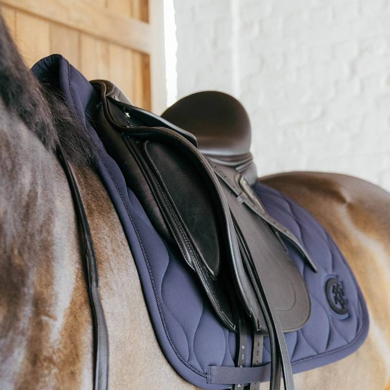 Tapis de selle dressage Wave 3D Logo Bleu Marine