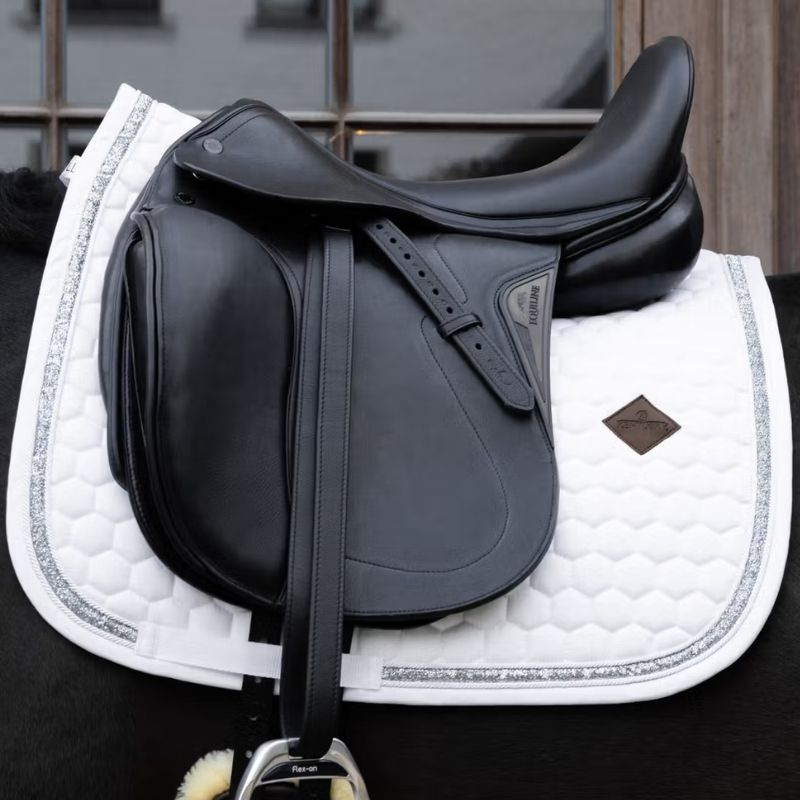 Tapis de selle dressage Glitter Band Blanc/Argent