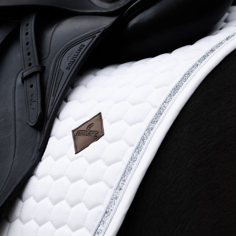 Tapis de selle dressage Glitter Band Blanc/Argent
