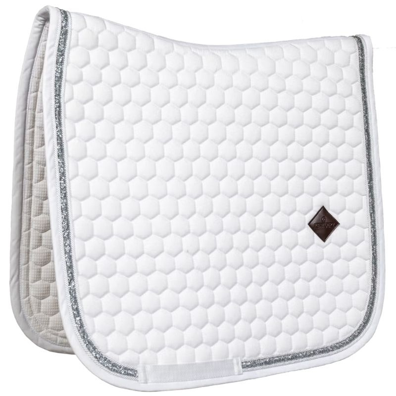 Tapis de selle dressage Glitter Band Blanc/Argent