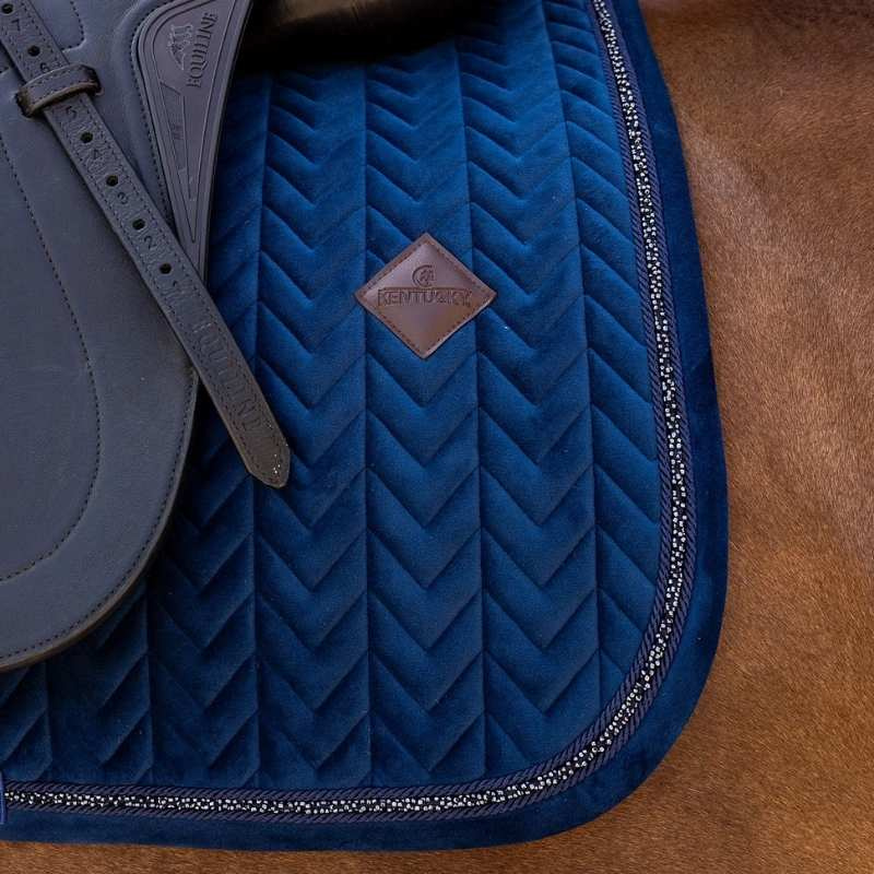 Tapis de selle dressage Velvet Mini Pearls Bleu Marine