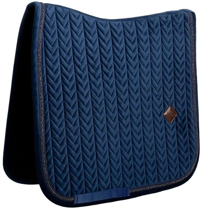 Tapis de selle dressage Velvet Mini Pearls Bleu Marine