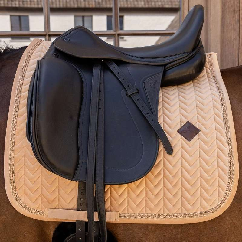 Tapis de selle dressage Velvet Mini Pearls Beige