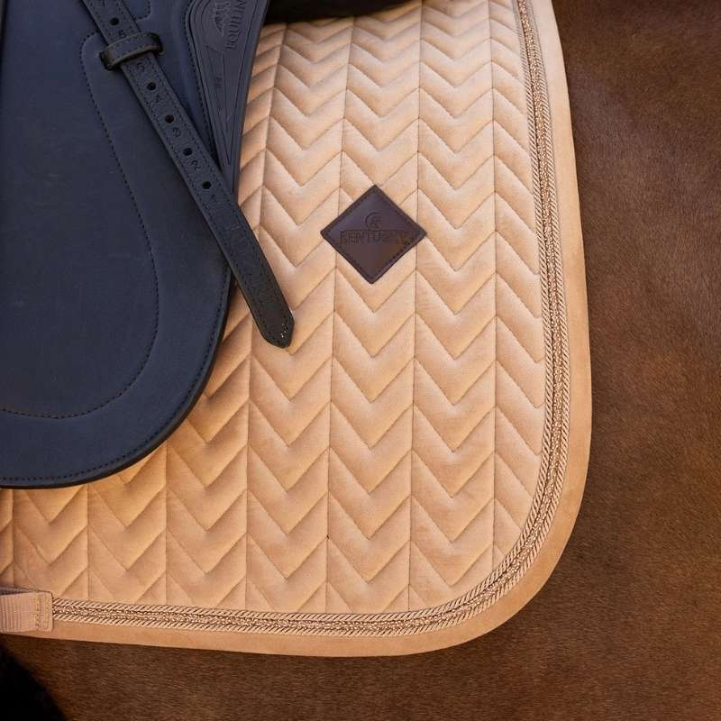 Tapis de selle dressage Velvet Mini Pearls Beige