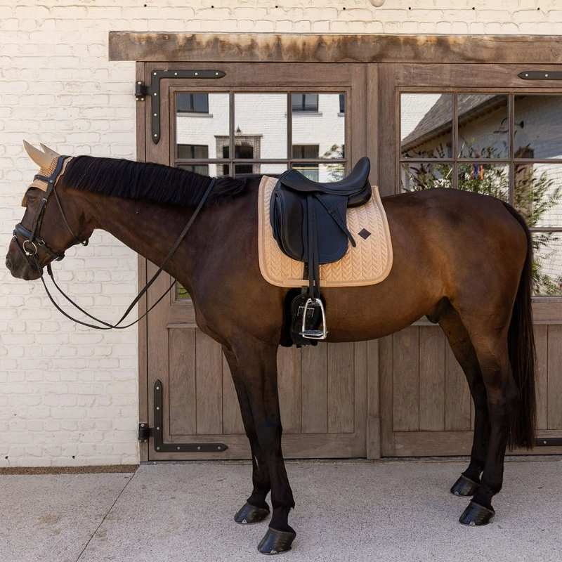 Tapis de selle dressage Velvet Mini Pearls Beige
