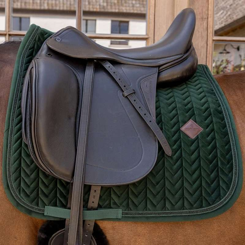 Tapis de selle dressage Velvet Mini Pearls Vert