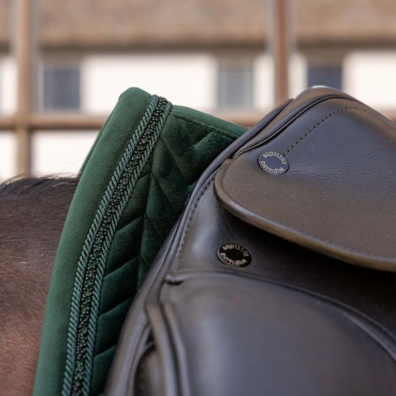 Tapis de selle dressage Velvet Mini Pearls Vert