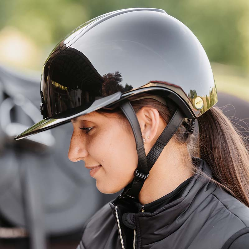 Casque d'équitation MIPS Strixx Competition Wide Peak Glossy Noir