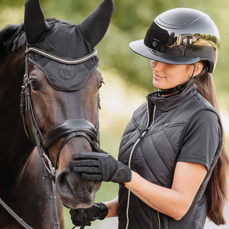 Casque d'équitation MIPS Strixx Competition Wide Peak Glossy Noir