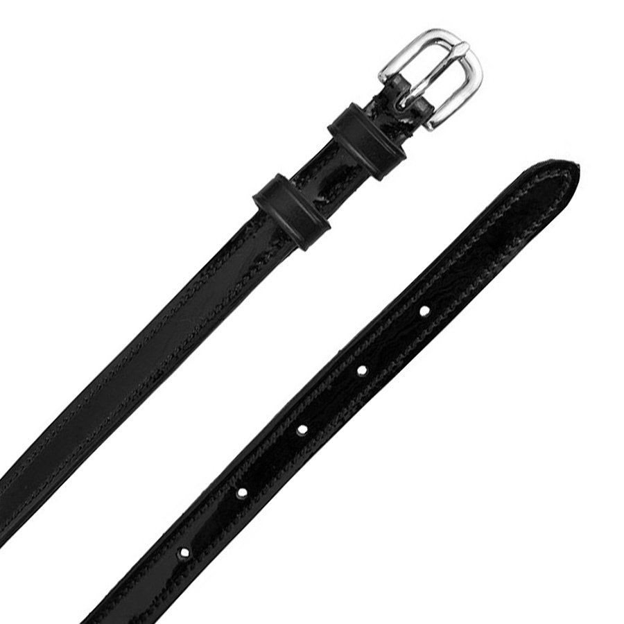 Éperons en Cuir Verni 12mm Noir/Argent
