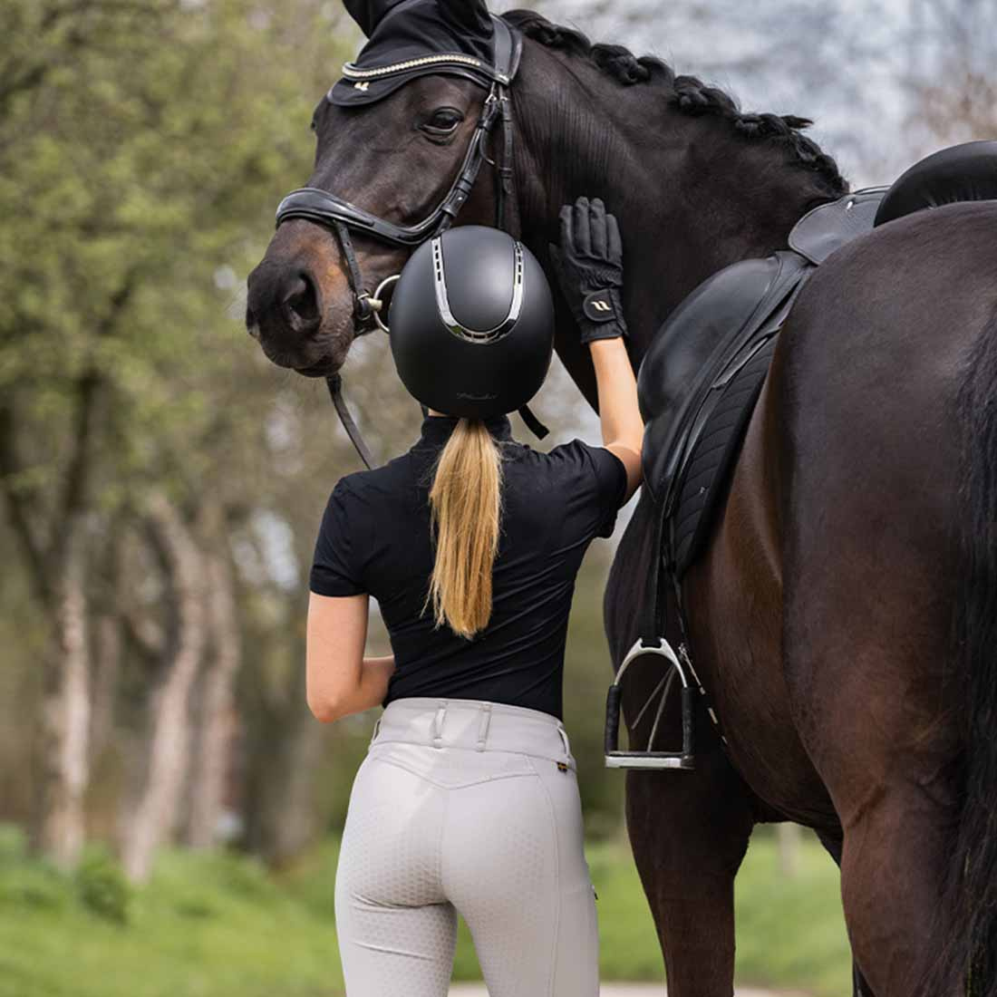 Casque d'équitation EQ3 Pardus avec vis Smooth Top Noir