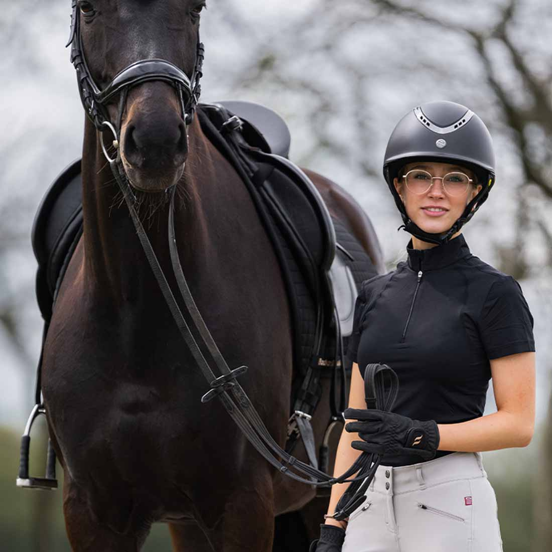 Casque d'équitation EQ3 Pardus avec vis Smooth Top Noir