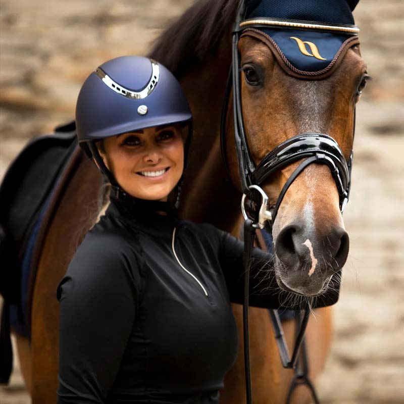 Casque d'équitation EQ3 Pardus avec vis Smooth Top Bleu Marine