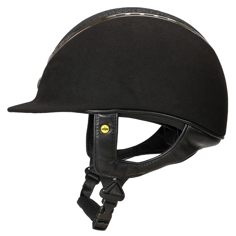 Casque d'équitation EQ3 Pardus avec vis Microfibre Pailletée Noir Sable