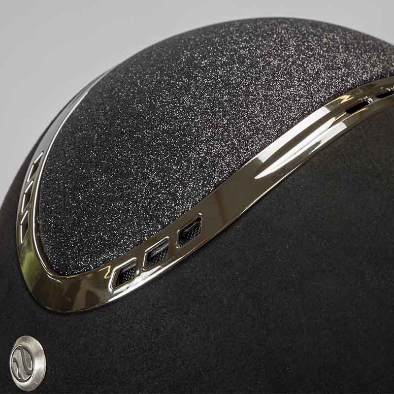 Casque d'équitation EQ3 Pardus avec vis Microfibre Pailletée Noir Sable