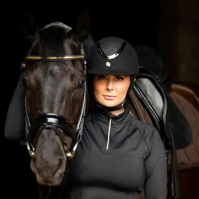 Casque d'équitation EQ3 Pardus avec vis Microfibre Pailletée Noir Sable