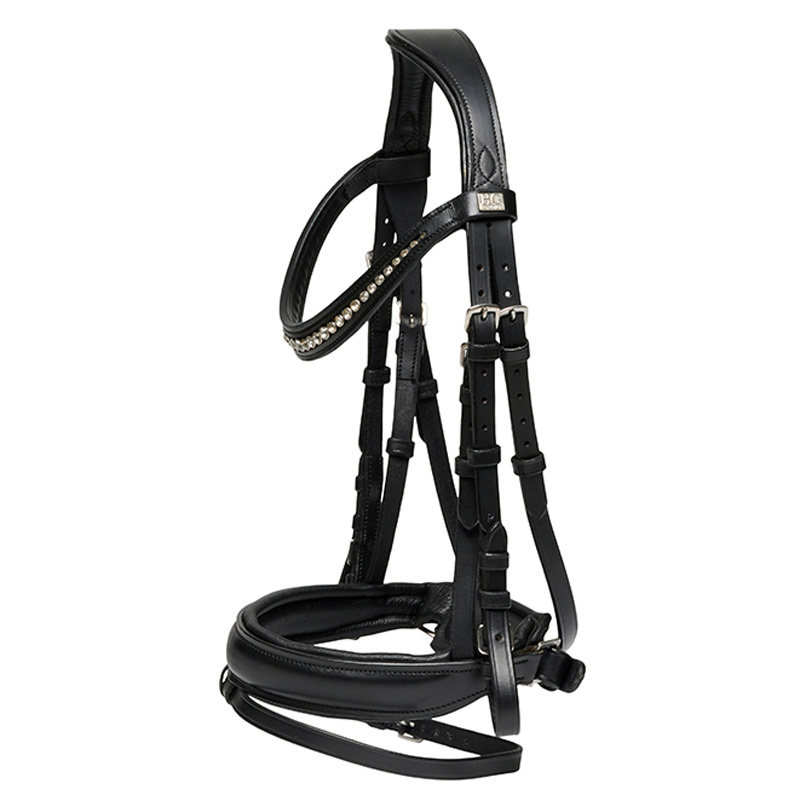 Bridon Cryll Pull-Back Flash avec rênes noir