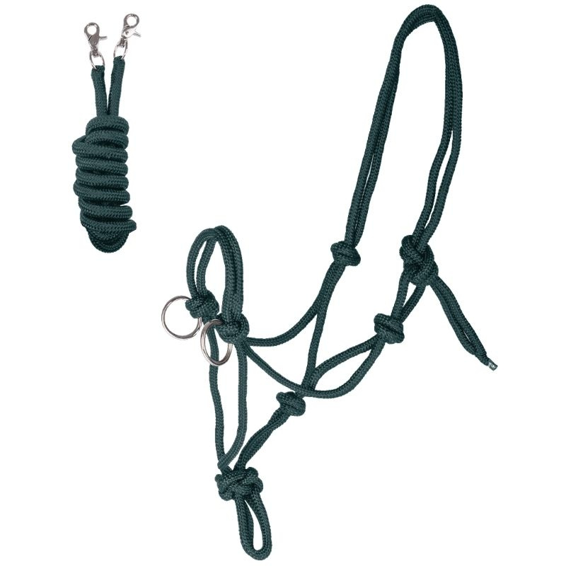 Licou en corde avec rênes Knotted Vert