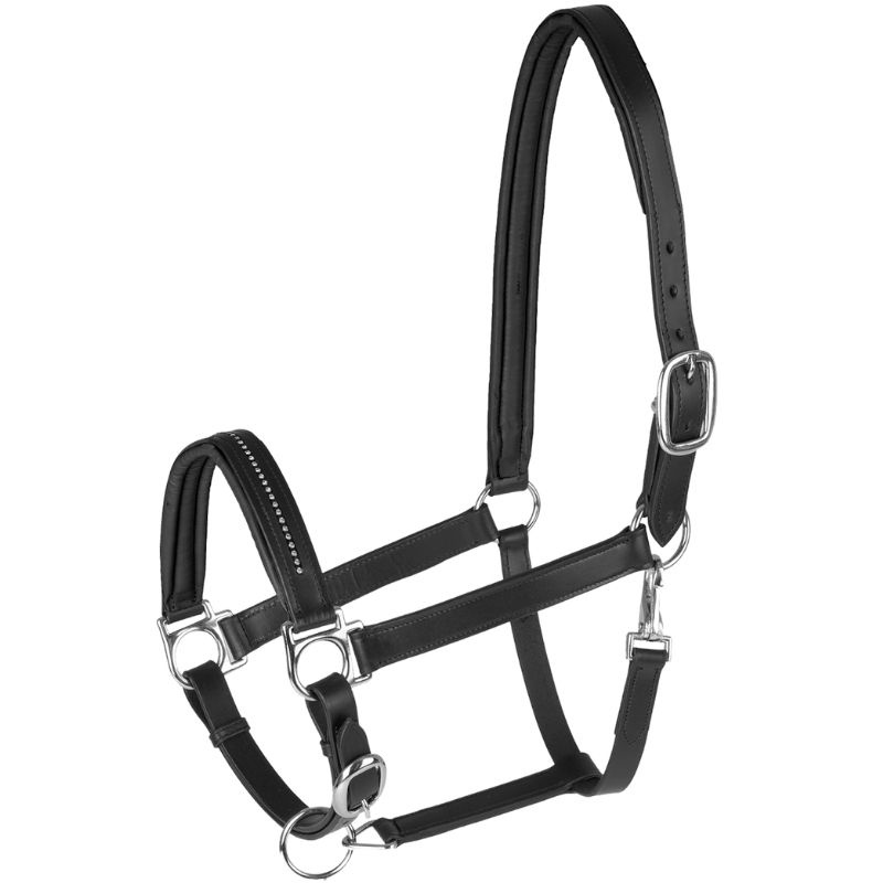 Licol en cuir Diamond Noir/Argent