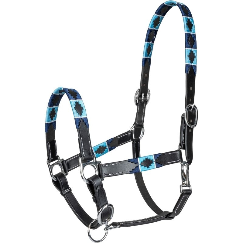 Licol en cuir Polo X-Line Noir/Bleu