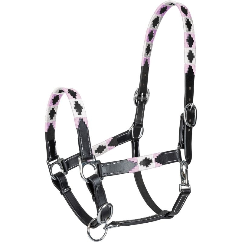 Licol en cuir Polo X-Line Noir/Rose