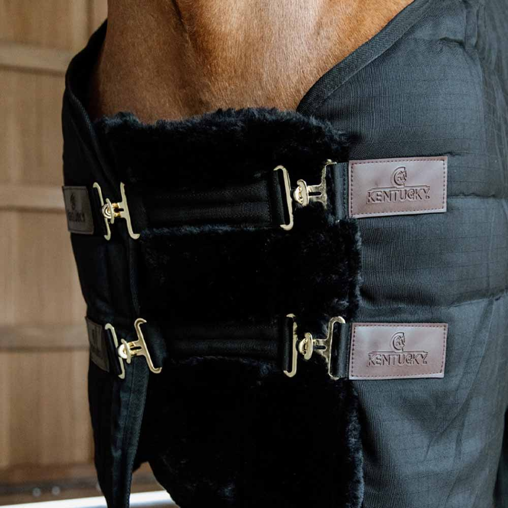 Rallonge de poitrail Vegan Sheepskin 2 Buckles Noir