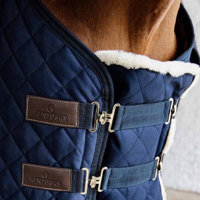 Rallonge de poitrail Quilted with Vegan Sheepskin Bleu Marine