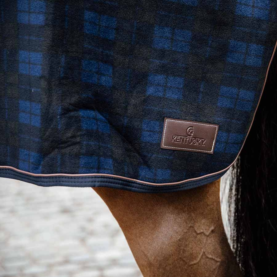 Couvre-rein Heavy Fleece Check Printing Bleu marine/Noir