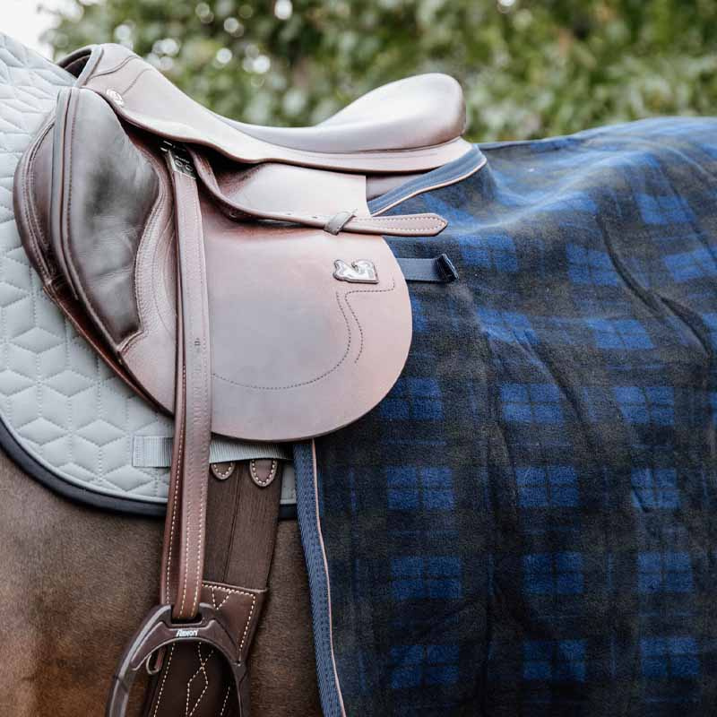 Couvre-rein Heavy Fleece Check Printing Bleu marine/Noir