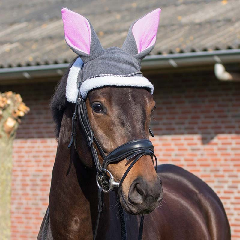 Bonnet Oreilles de Lapin Gris/Rose