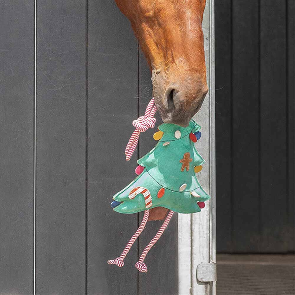 Jouet pour chevaux Sapin de Noël en Daim Vert