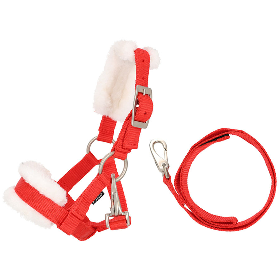 Licol et Longe pour Cheval-bâton Christmas Rouge/Blanc