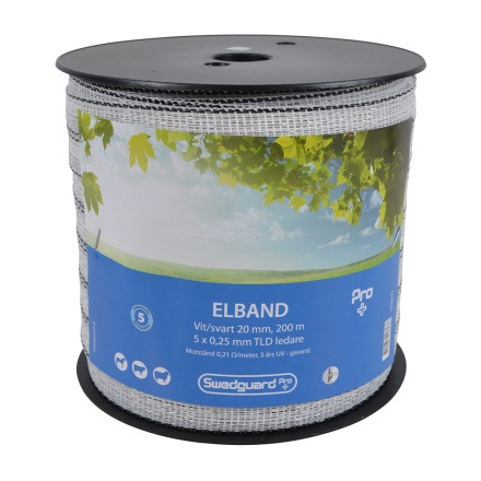 Ruban électrique 20mm Blanc/Noir 200m