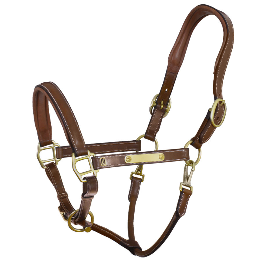 Licou en Cuir Logo E Marron/Laiton