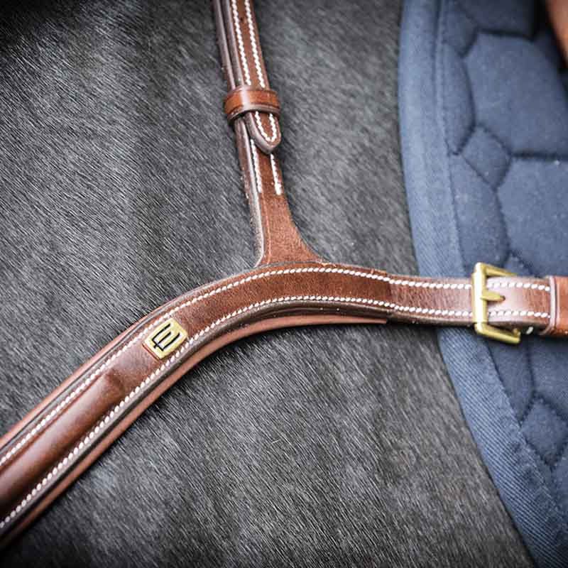 Sangle avec Logo E en Laiton/Marron 