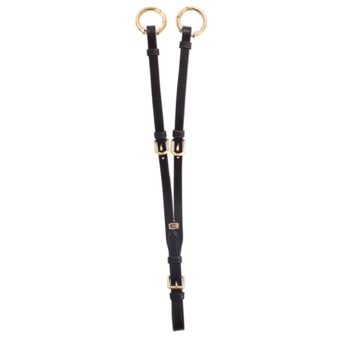 Martingale courte  Logo en E avec anneaux ouvrables Noir/Laiton