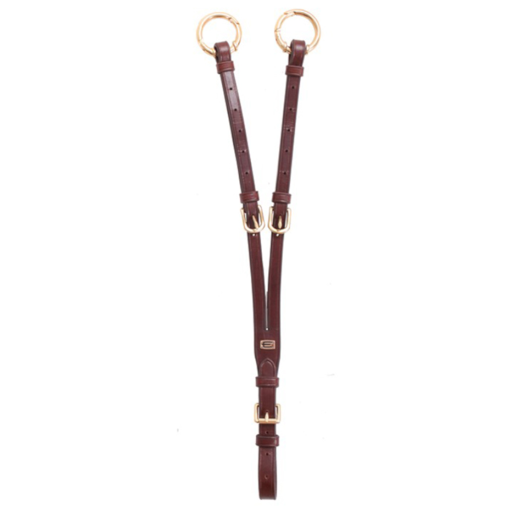 Martingale courte  Logo en E avec anneaux ouvrables Marron/Laiton