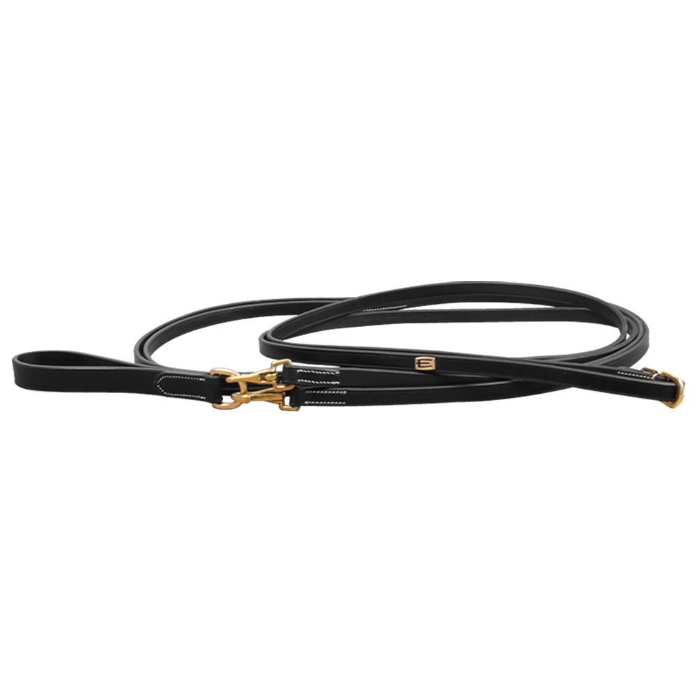 Rênes allemandes  Logo en E Cuir Noir/Laiton