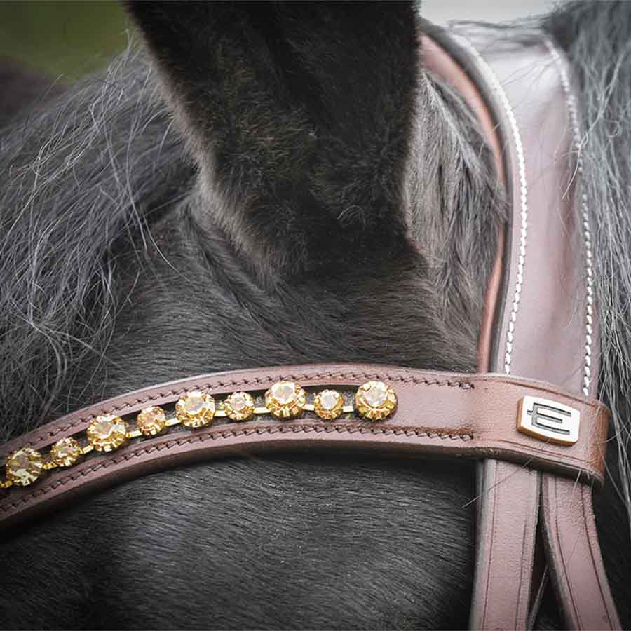 Frontaux logo E Cristaux d'or brun/messing