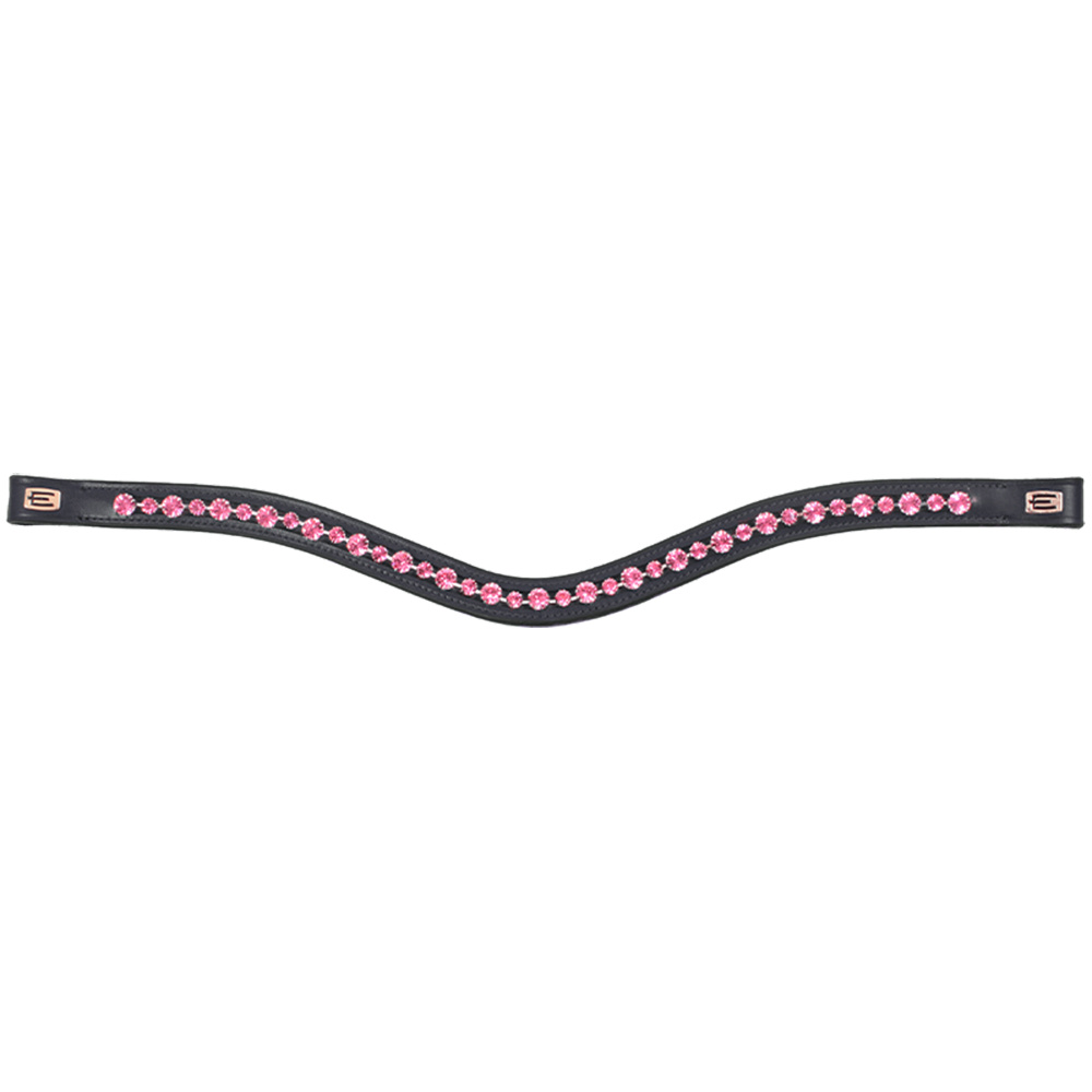 Frontal E-Logo & Cristaux Roses/Roses Noir/Laiton
