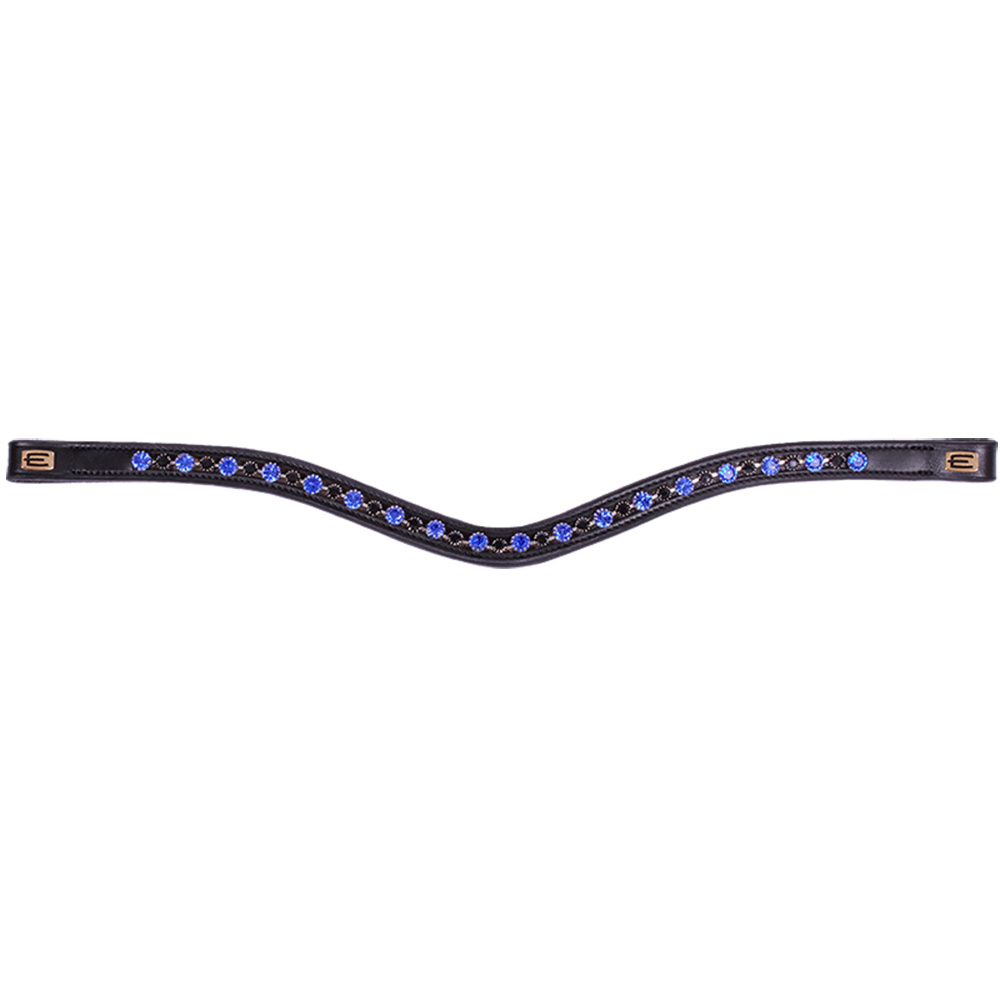 Frontal E-Logo & Cristaux Bleus/Noir Noir/Laiton