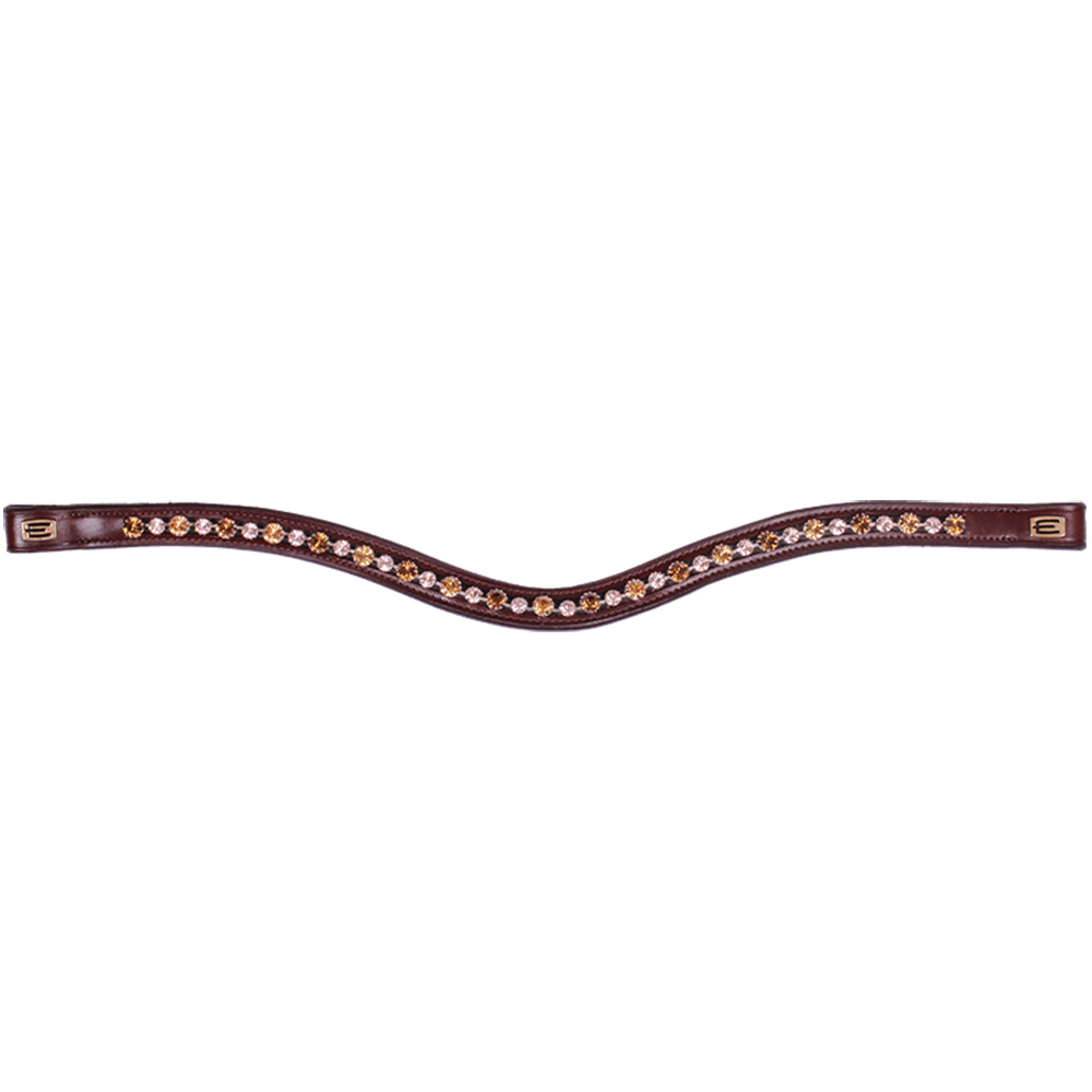 Frontal E-Logo & Cristaux Cappuccino/Topaz Marron/Laiton