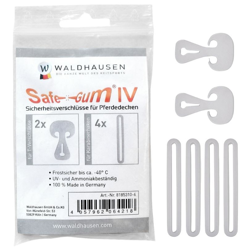 Safe-Gum attaches pour fermetures T & mousquetons 6-pack Gris
