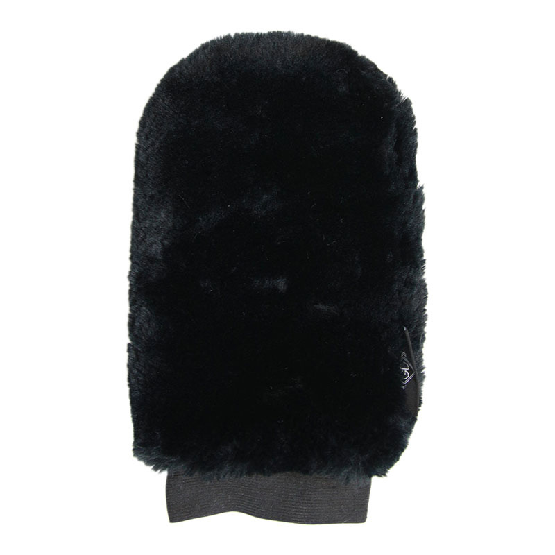 Gant de Toilettage en Peau de Mouton Noir