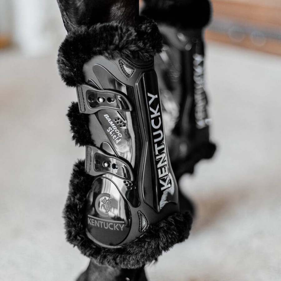 Guêtres ouvertes Vegan Sheepskin Bamboo Elastic Noir/Noir