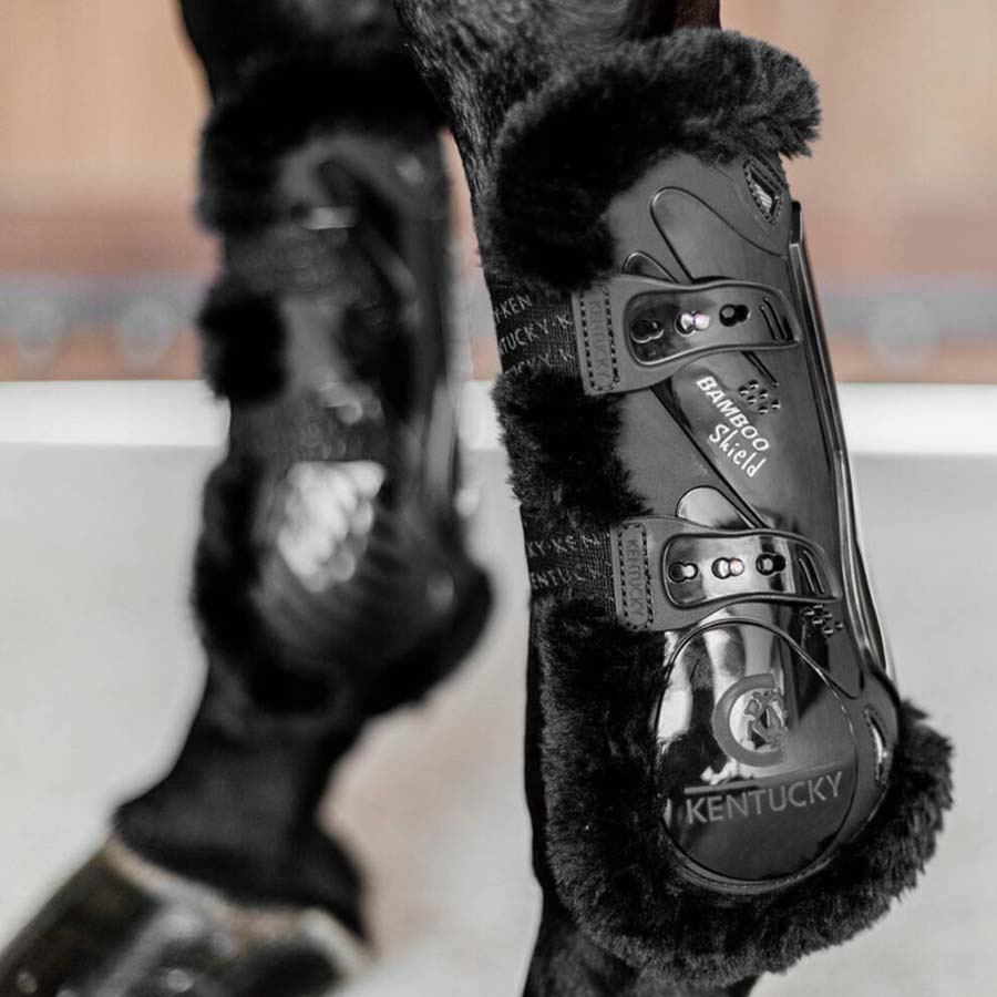 Guêtres ouvertes Vegan Sheepskin Bamboo Elastic Noir/Noir